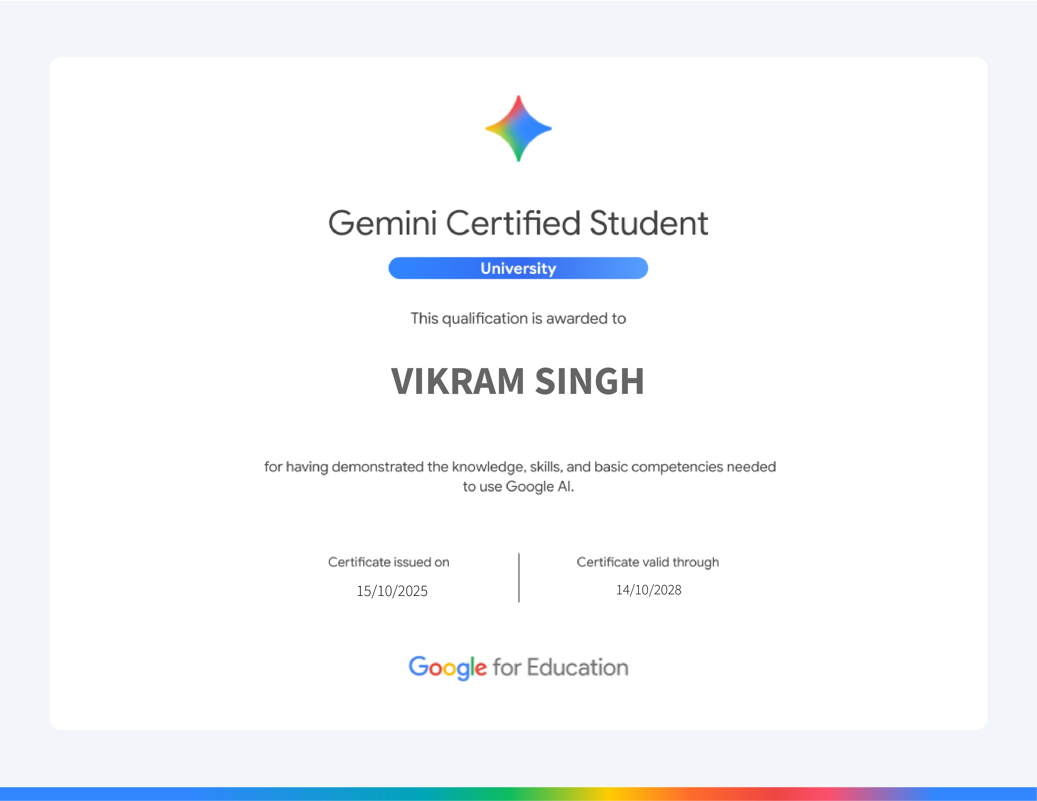 Gemini certified student